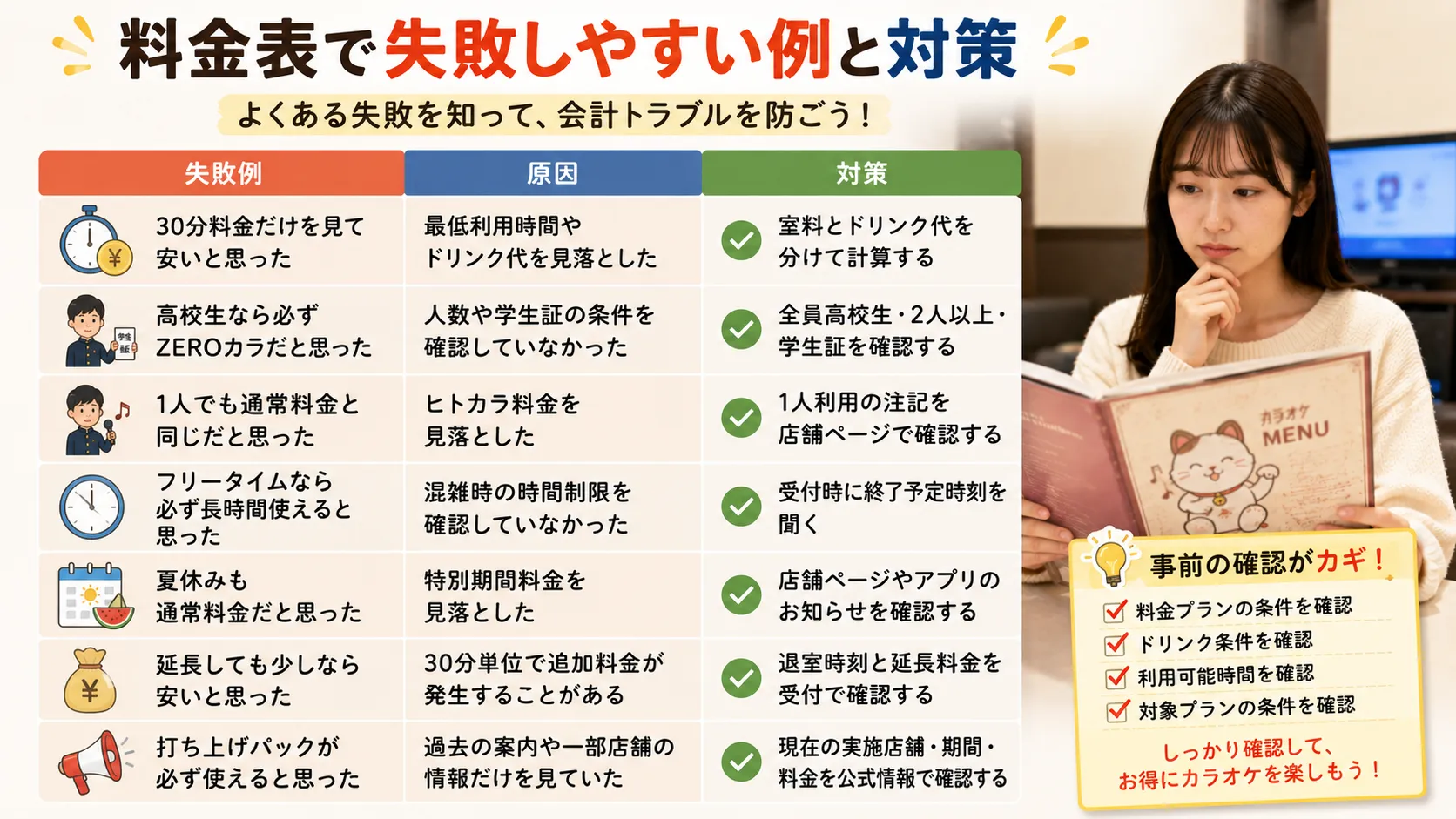 まねきねこの料金表で見落としやすい注意点