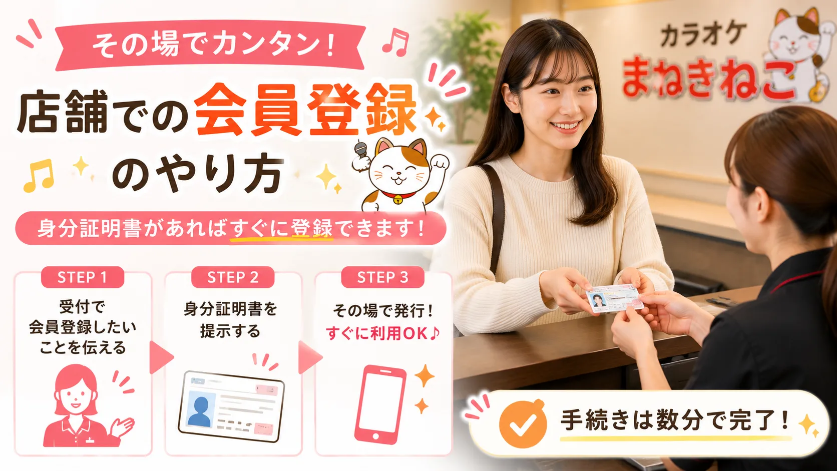 まねきねこの会員登録に使える身分証明書を確認するイメージ