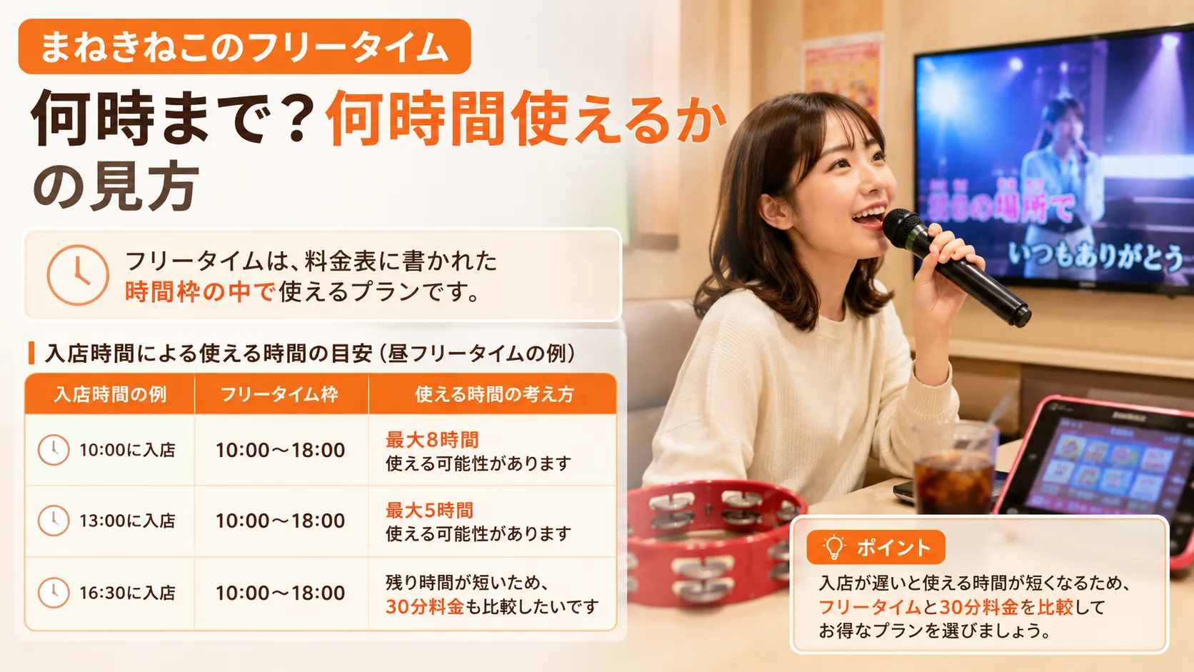 まねきねこのフリータイムは何時まで使えるかを確認する方法