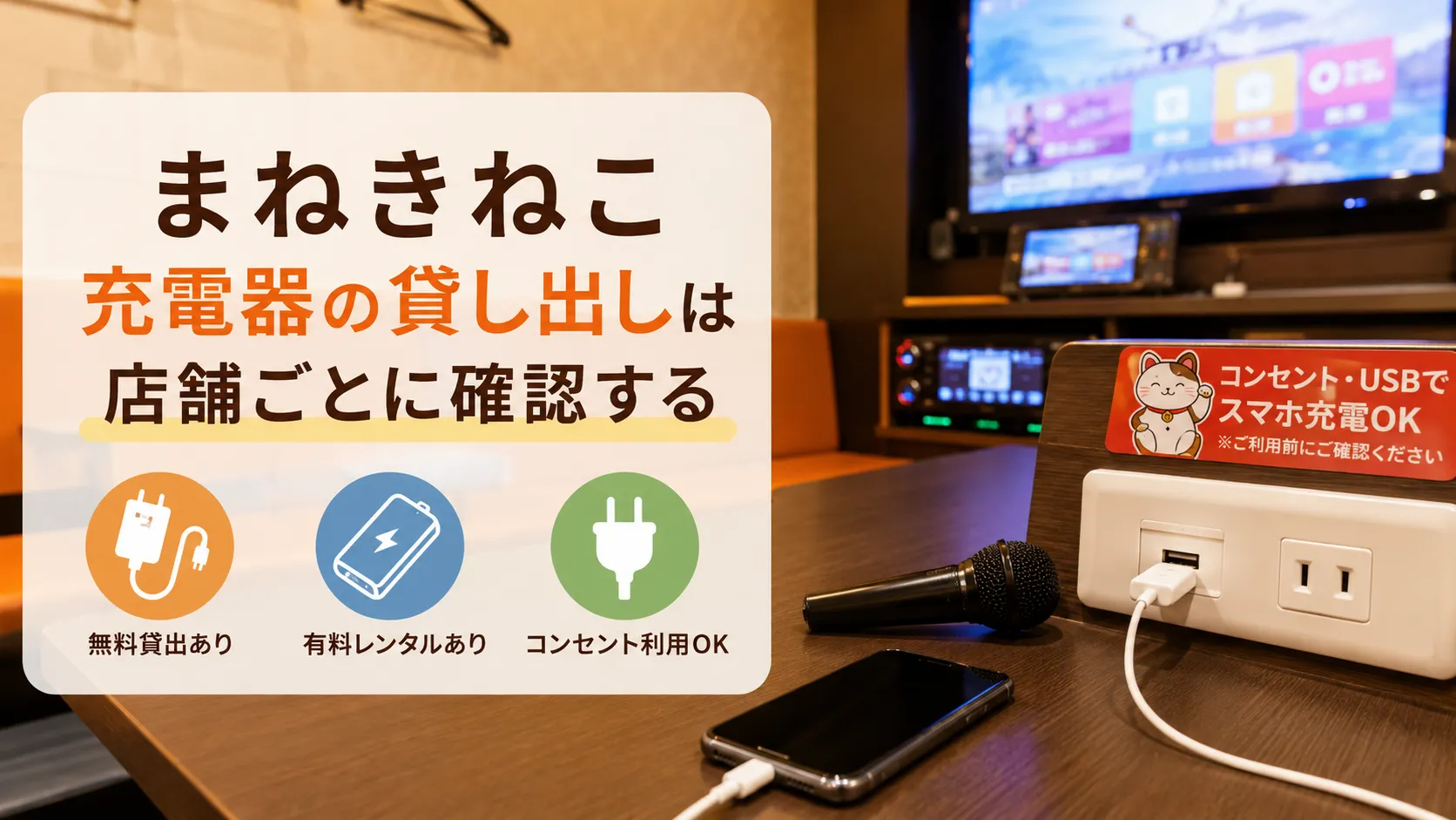 まねきねこの充電器貸し出しを確認するポイント