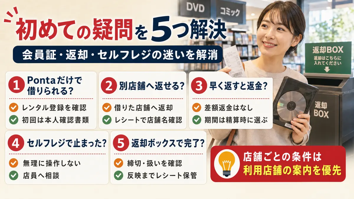 ゲオのレンタル方法で初めての人が迷いやすい質問と回答