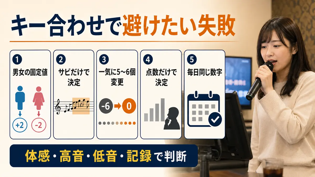 カラオケのキー合わせで失敗しやすい例と直し方