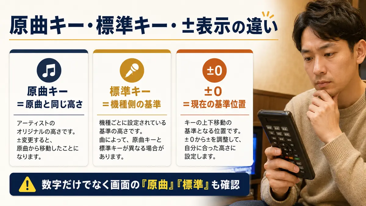 原曲キー・標準キー・プラスマイナス表示の違い