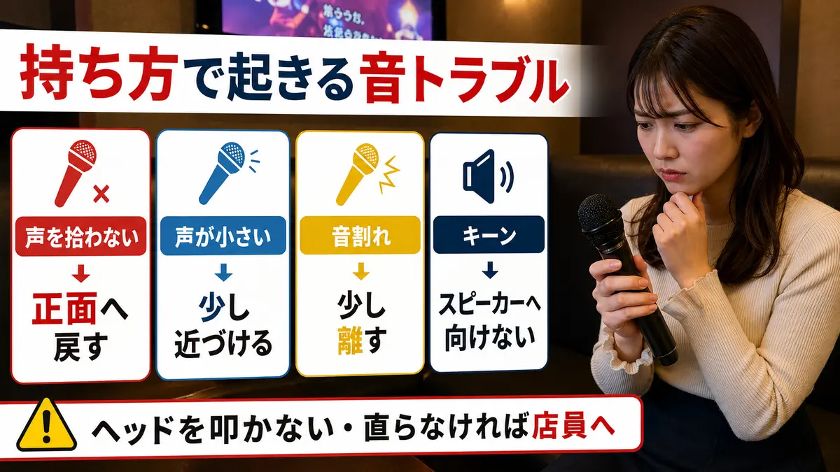 声を拾わない・音割れ・ハウリングが起きる持ち方の直し方