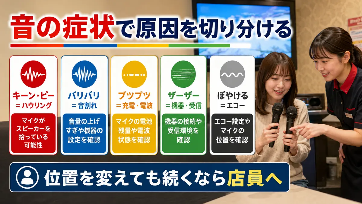 ハウリング・音割れ・ノイズの違いと対処