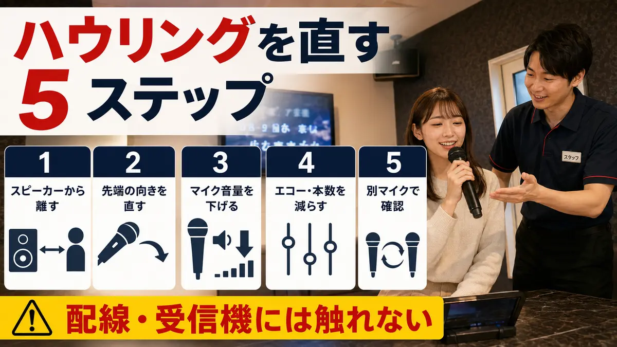 カラオケのハウリングを安全に直す5ステップ