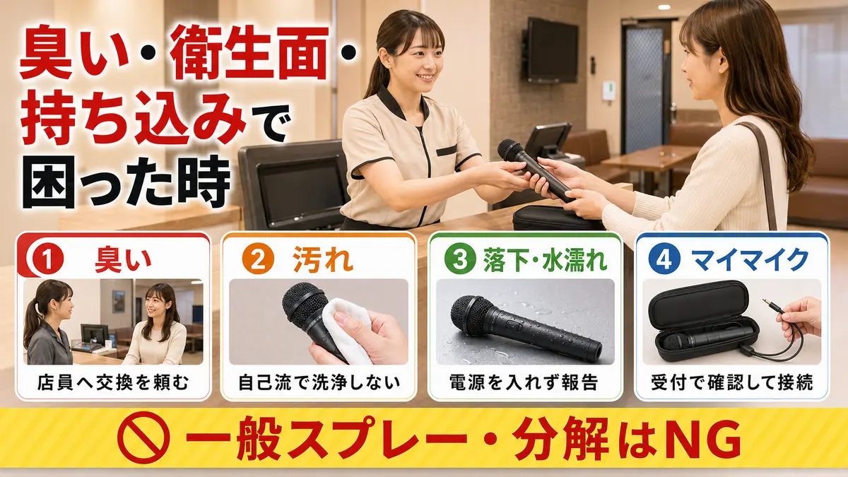 カラオケマイクの臭い・衛生面・持ち込みで困ったときの対応