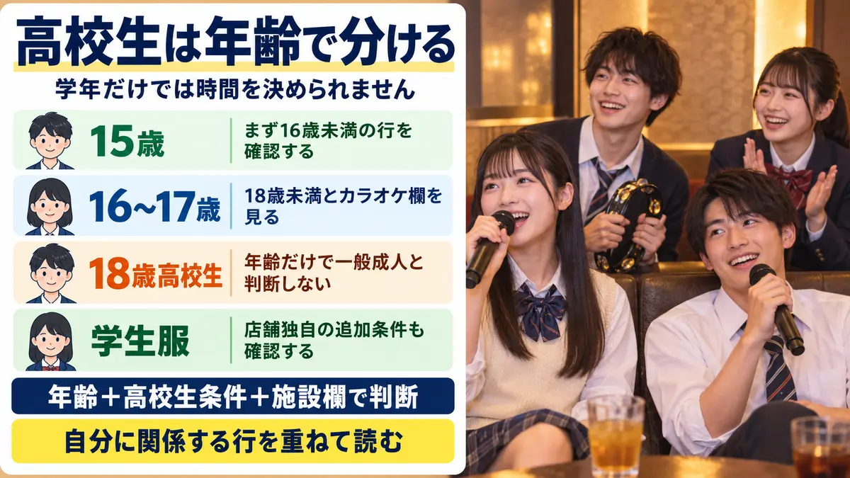 15歳・16歳から17歳・18歳高校生のラウンドワン利用区分を比較する図