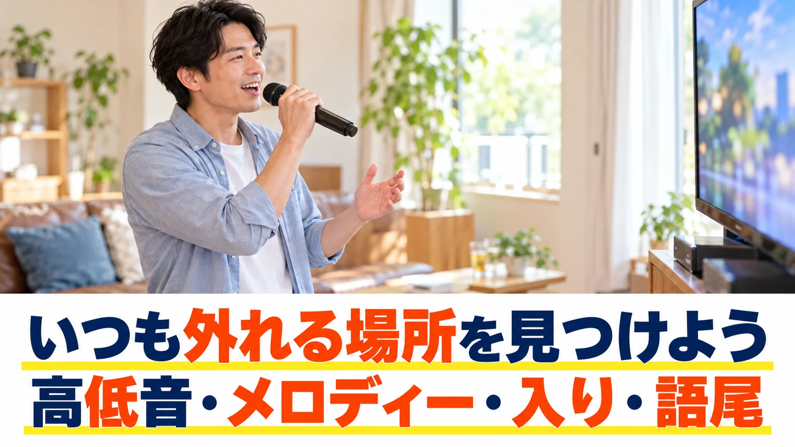 歌いながら苦手な箇所を確認する男性
