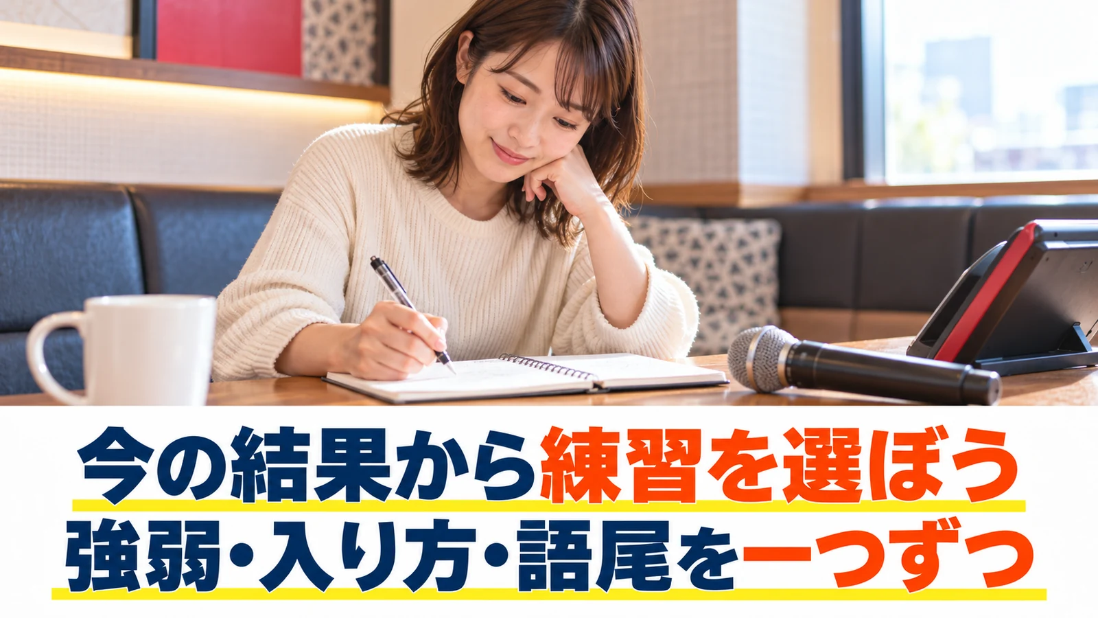 次に試す練習をメモする女性